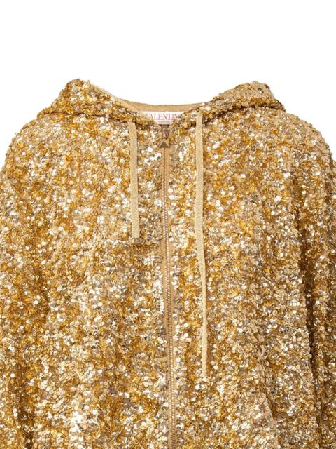Valentino Garavani sequinned zip-up hoodie - Gold