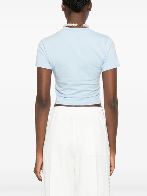 Casablanca Blades orchid-print cotton T-shirt - Blue