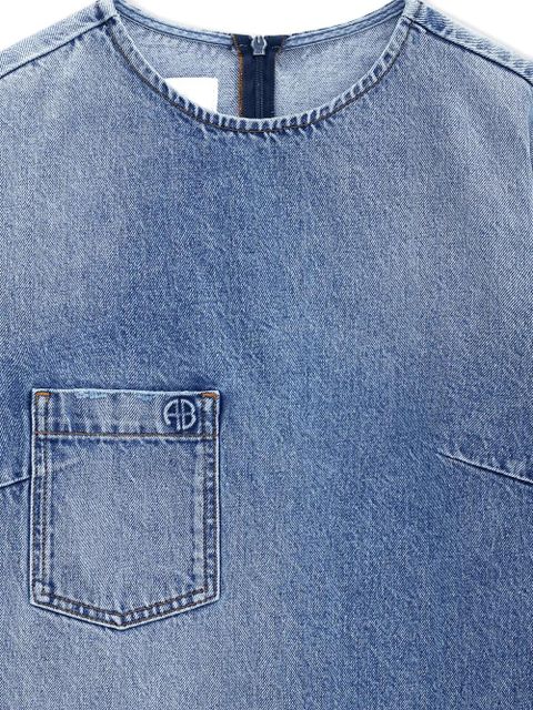 ANINE BING Tulah chest-pocket mini dress - Blue