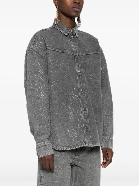 ROTATE BIRGER CHRISTENSEN rhinestone-embellished denim shirt - Grey - zdjęcie produktu nr 2