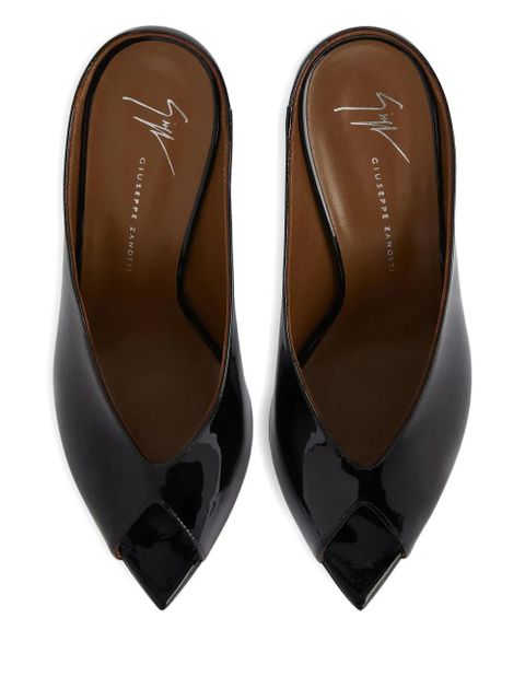 Giuseppe Zanotti 90mm Intriigo pointed-toe patent leather sandals - Black