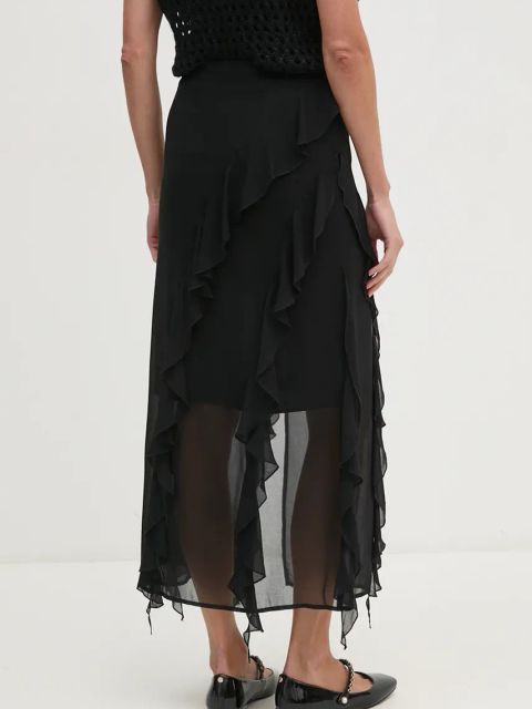 Sisley spódnica kolor czarny maxi rozkloszowana 4T2VL002I