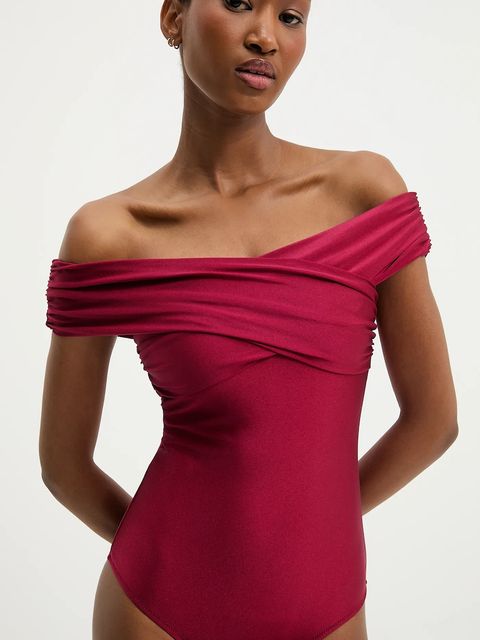 Answear.LAB jednoczęściowy strój kąpielowy kolor bordowy lekko usztywniona miseczka