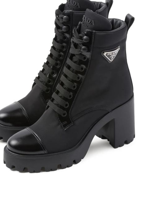Prada 90mm triangle-logo ankle boots - Black