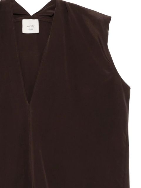 Alysi V-neck silk top - Brown