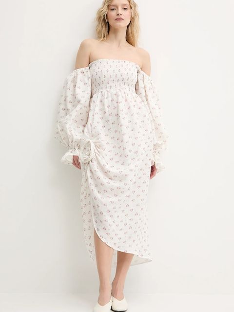 The Sleeper sukienka lniana kolor biały maxi rozkloszowana ATDR01F015R - zdjęcie produktu nr 2