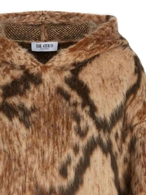 The Attico patterned hooded sweater - Brown