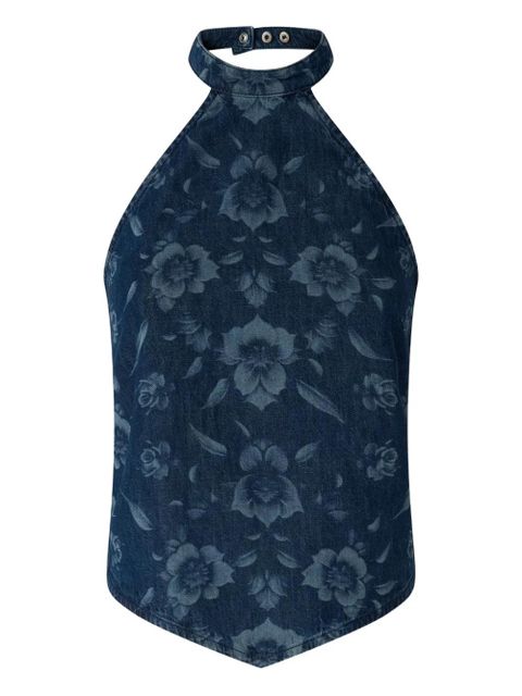 PINKO floral-patterned halterneck top - Blue - zdjęcie produktu nr 1