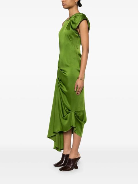 Victoria Beckham draped tuck-detail midi dress - Green