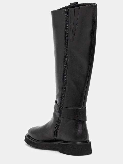 Barbour kozaki skórzane Theodora damskie kolor czarny na płaskim obcasie LFO0783BK91