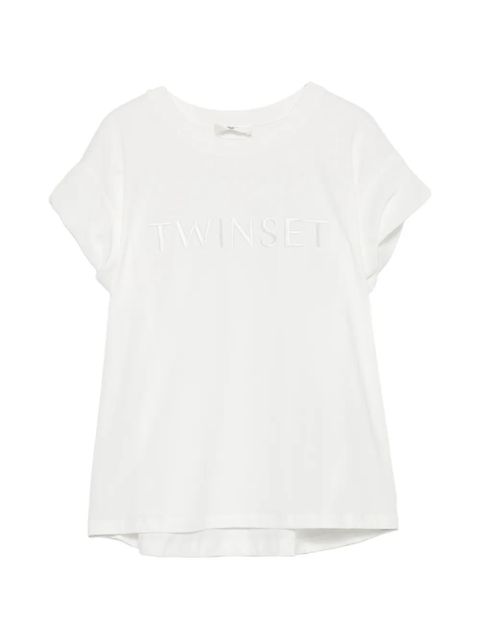 TWINSET logo-embroidered cap-sleeve T-shirt - White - zdjęcie produktu nr 1
