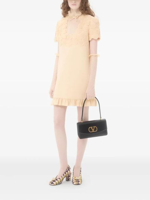 Valentino Garavani lace-embellished ruffled mini dress - Neutrals