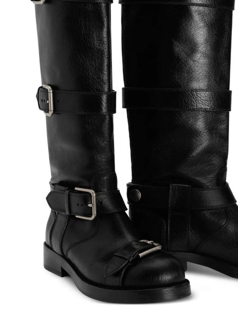 Dolce & Gabbana buckle-strap leather boots - Black