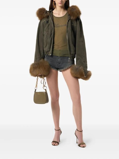 Blumarine eyelet-detail denim shorts - Grey - zdjęcie produktu nr 2