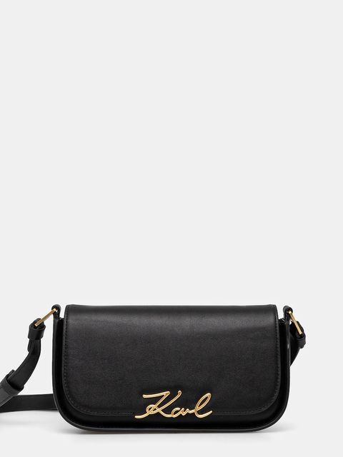 Karl Lagerfeld torebka skórzana K/SIGNATURE kolor czarny A1W30039 - zdjęcie produktu nr 1