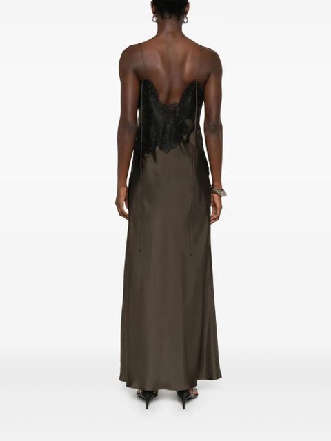 Róhe lace-detail silk maxi dress - Brown