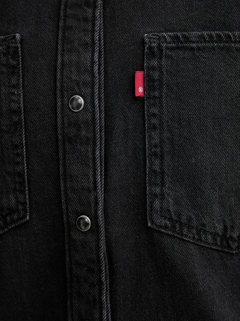 Levi's koszula jeansowa damska kolor czarny relaxed z kołnierzykiem klasycznym A7244