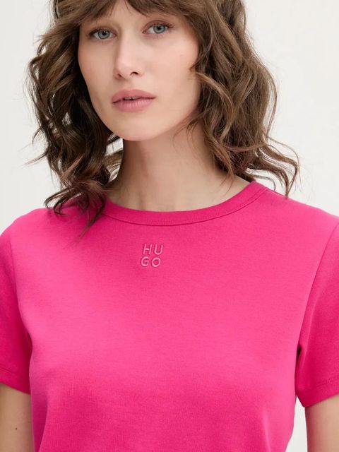 HUGO t-shirt damski kolor różowy 50512002 - zdjęcie produktu nr 2