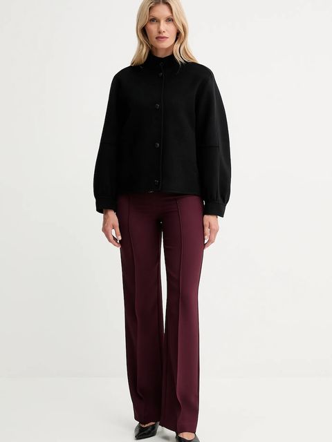 Twinset spodnie damskie kolor bordowy proste high waist 252TP2281