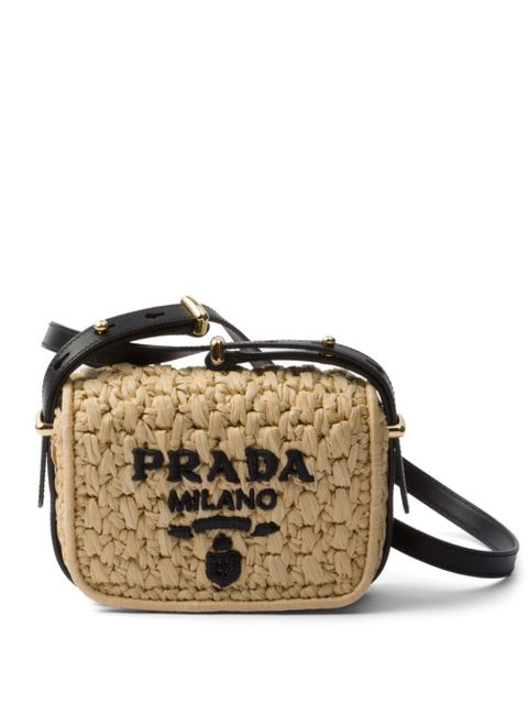 Prada logo-embroidered interwoven shoulder bag - Neutrals - zdjęcie produktu nr 1