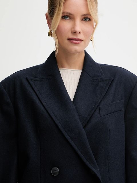 MAX&Co. marynarka z dodatkiem wełny kolor granatowy oversize melanżowa 2526086074200