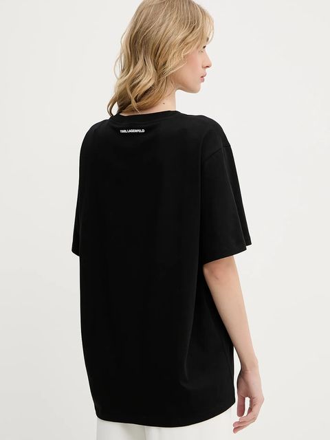 Karl Lagerfeld t-shirt bawełniany IKON damski kolor czarny A3W17084