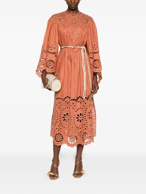 ZIMMERMANN Awaken embroidered midi dress - Orange - zdjęcie produktu nr 2