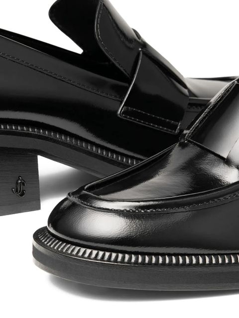 Jimmy Choo 50mm Tylor leather block-heel loafers - Black
