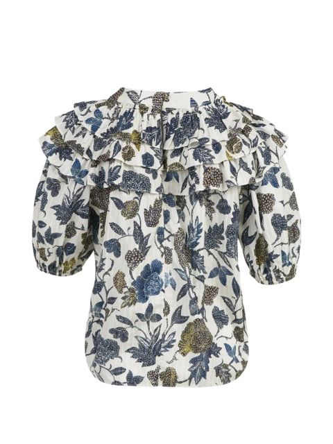 Ulla Johnson ruffled floral blouse - White - zdjęcie produktu nr 2