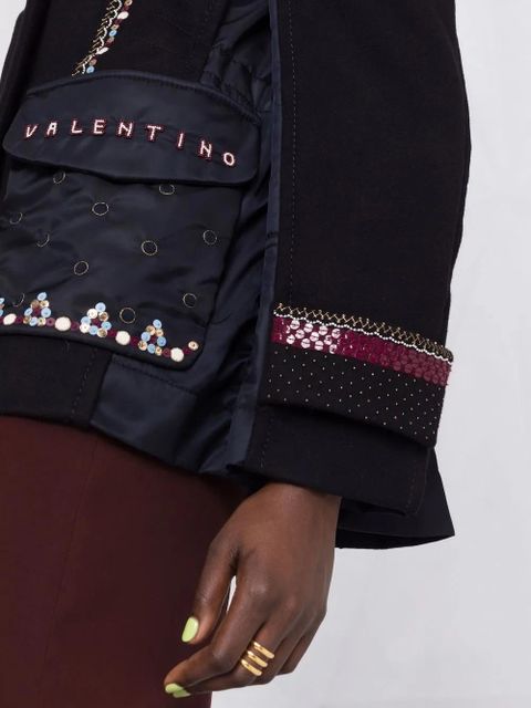 Valentino Garavani double-breasted embellished jacket - Blue