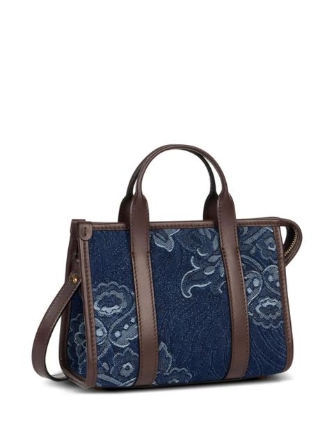 ETRO mini floral-jacquard denim tote bag - Blue