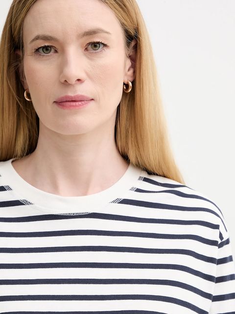 Marc O'Polo longsleeve bawełniany kolor beżowy cold shoulder 5000007507