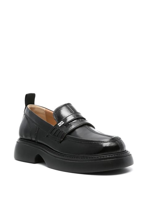 GANNI logo-plaque platform loafers - Black