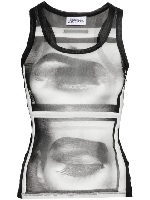Jean Paul Gaultier face-print mesh top - Black - zdjęcie produktu nr 1