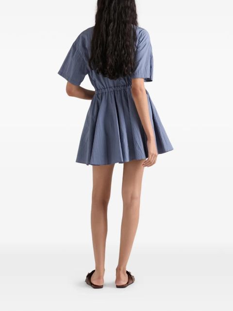 Prada short-sleeved technical pongé dress - Blue