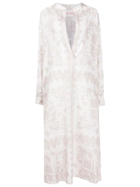 Valentino Garavani geometric-print silk-cotton dress - Neutrals - zdjęcie produktu nr 1