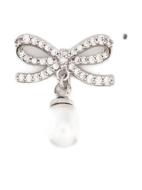 Self-Portrait bow drop earrings - Silver