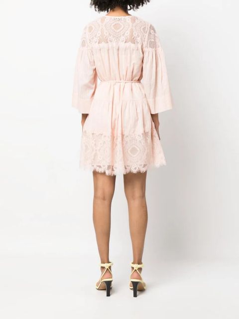 TWINSET lace-panelling cotton dress - Pink