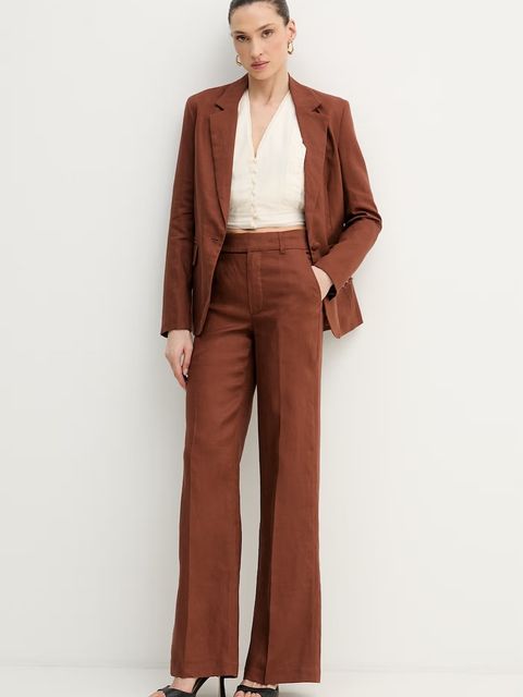 Silvian Heach spodnie straight damskie lniane PLIMPI - zdjęcie produktu nr 1