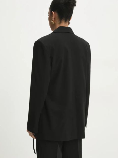 Answear.LAB marynarka kolor czarny jednorzędowa gładka