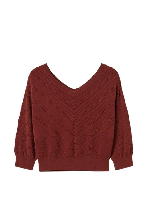 TWINSET pointelle-knit top - Red - zdjęcie produktu nr 1