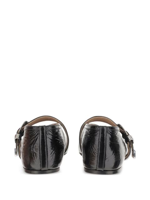 Le Monde Beryl buckle-detail leather flats - Black