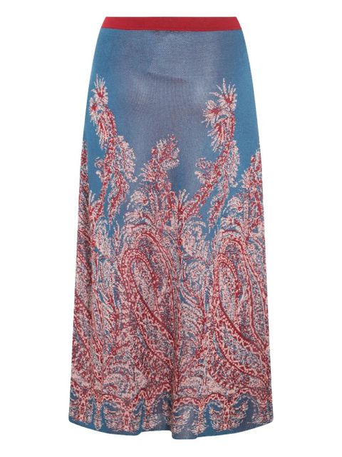 ETRO paisley-jacquard button-front skirt - Blue