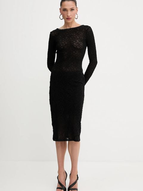 Pinko sukienka kolor czarny midi dopasowana 105227 A2M5