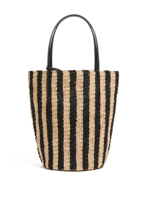 Valentino Garavani striped raffia shopping bag - Neutrals