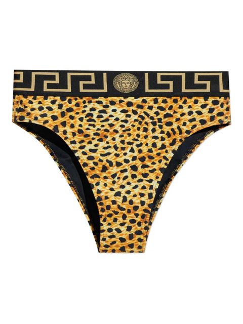 Versace greek-key leopard-print bikini bottom - Brown - zdjęcie produktu nr 1