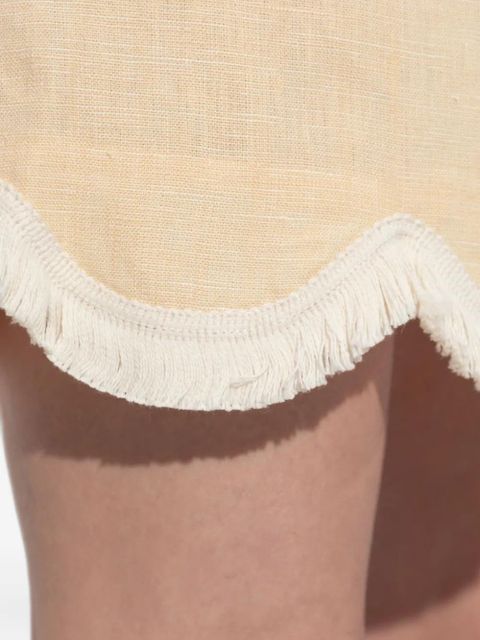 Posse scalloped-hem fringed mini A-line skirt - Neutrals