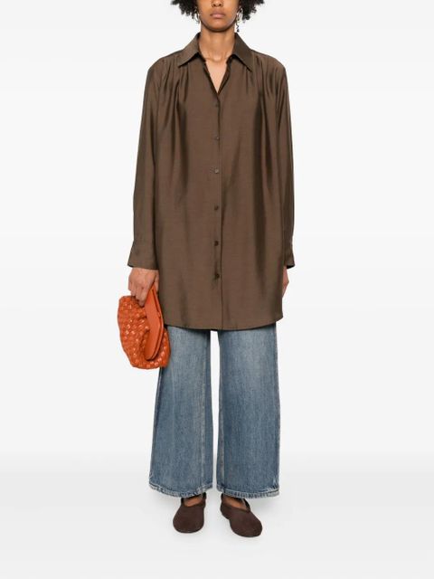 Eleh pleated button-front shirt - Brown