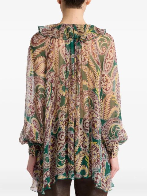 ETRO paisley ruffled shirt - Green