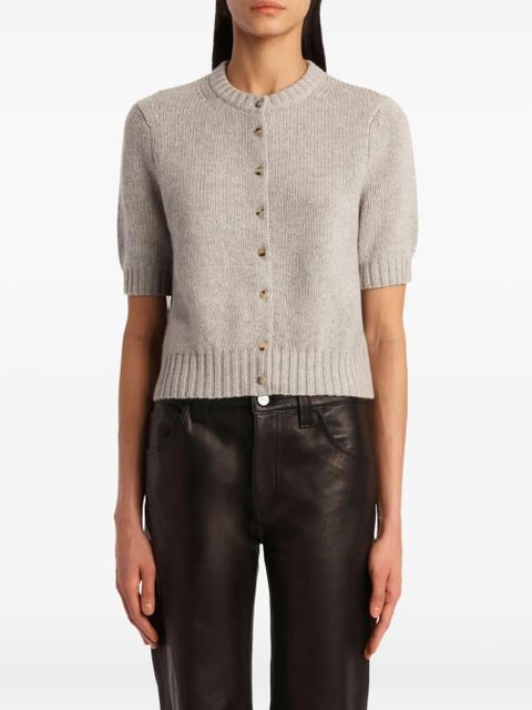 KHAITE short-sleeve button-up cardigan - Grey